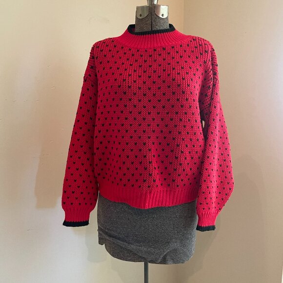 Vintage 80s Club Sportif de Paris red and black sweater, size large - Picture 1 of 7
